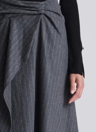 Women A.L.C. Bottoms | Skirts^Clara Wool Cashmere Pinstripe Midi Skirt