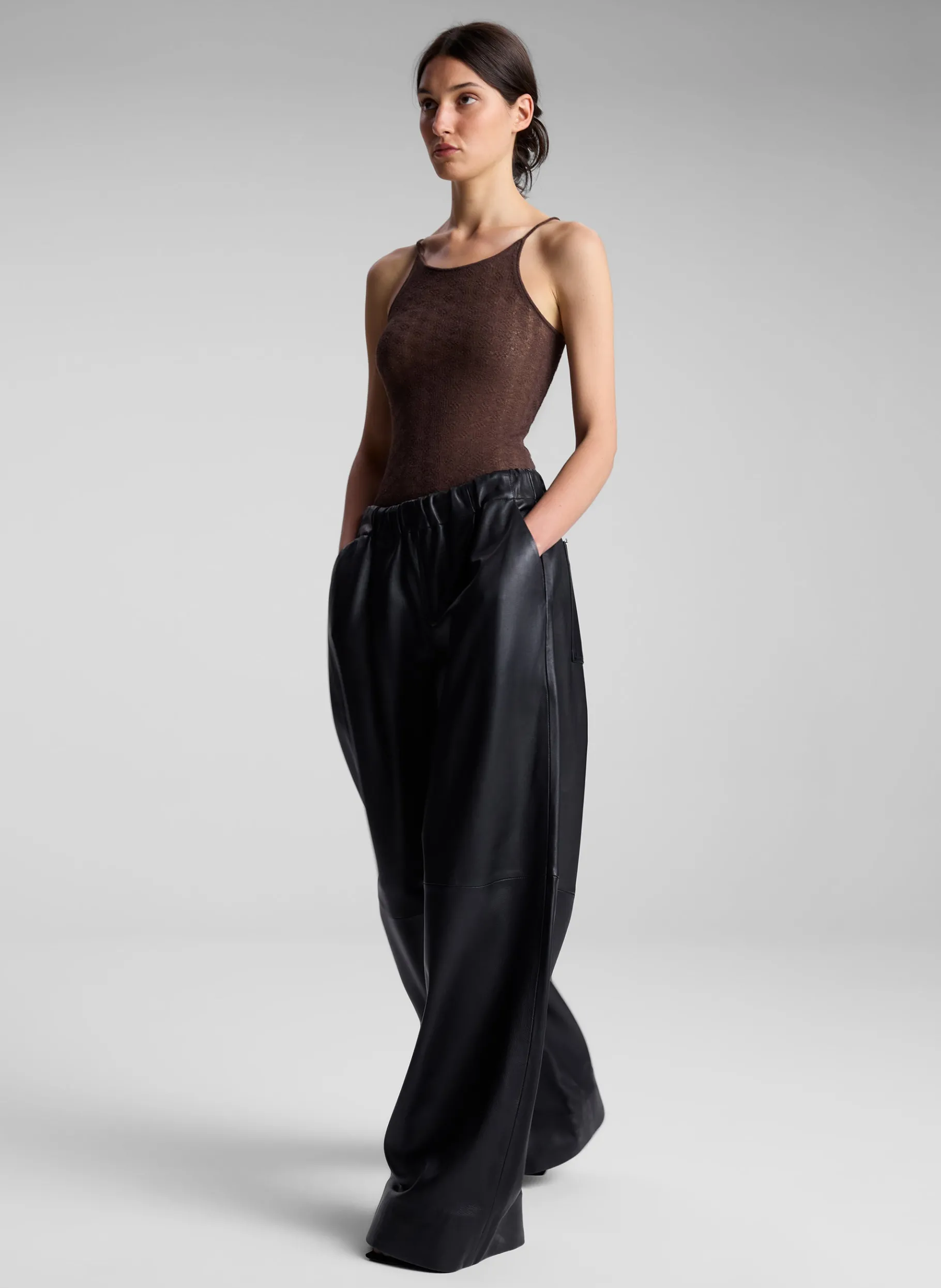 Women A.L.C. Bottoms^Jones Leather Wide Leg Pant