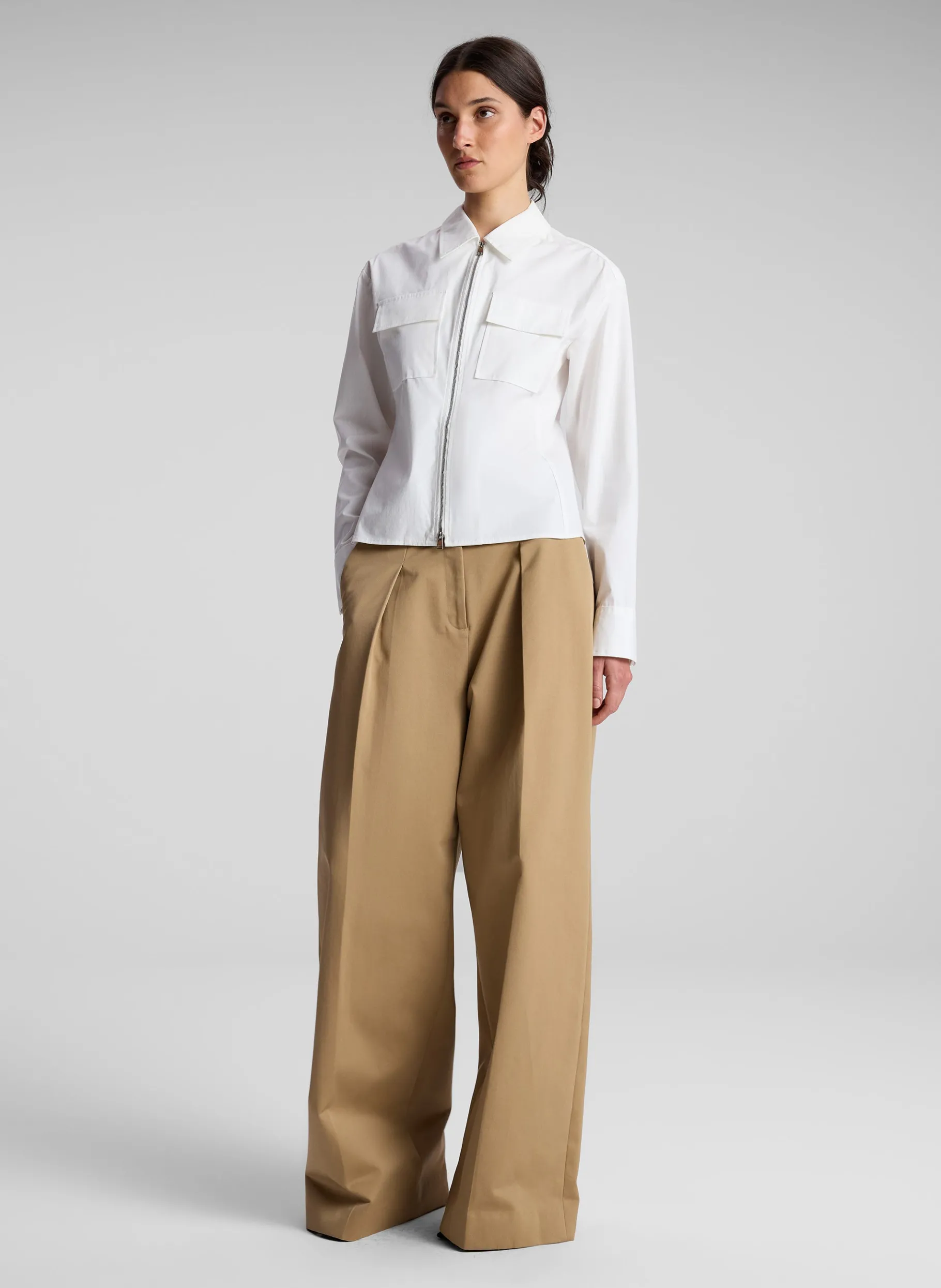 Women A.L.C. Tops^Sage Cotton Zip Top
