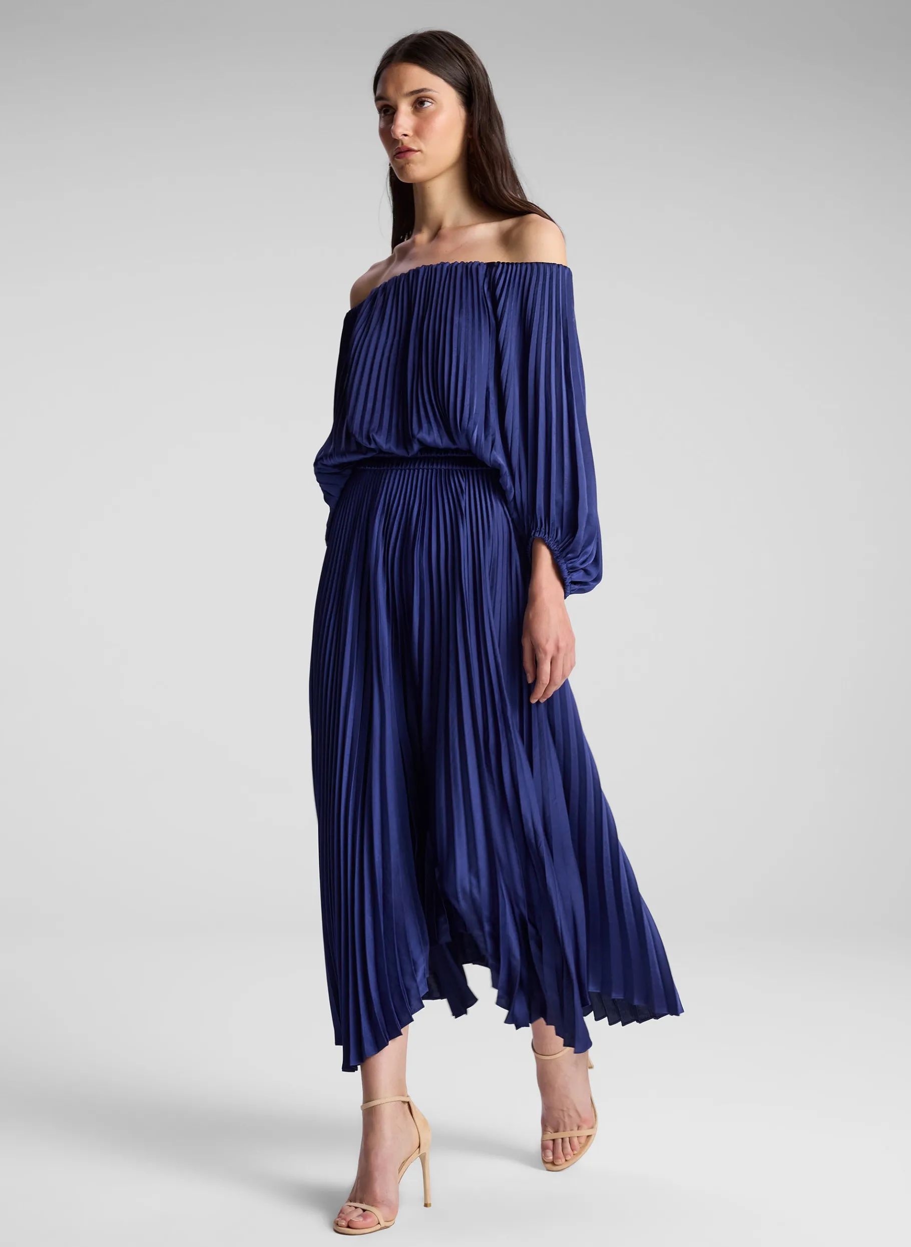 Women A.L.C. Dresses^Sienna Satin Pleated Off Shoulder Dress